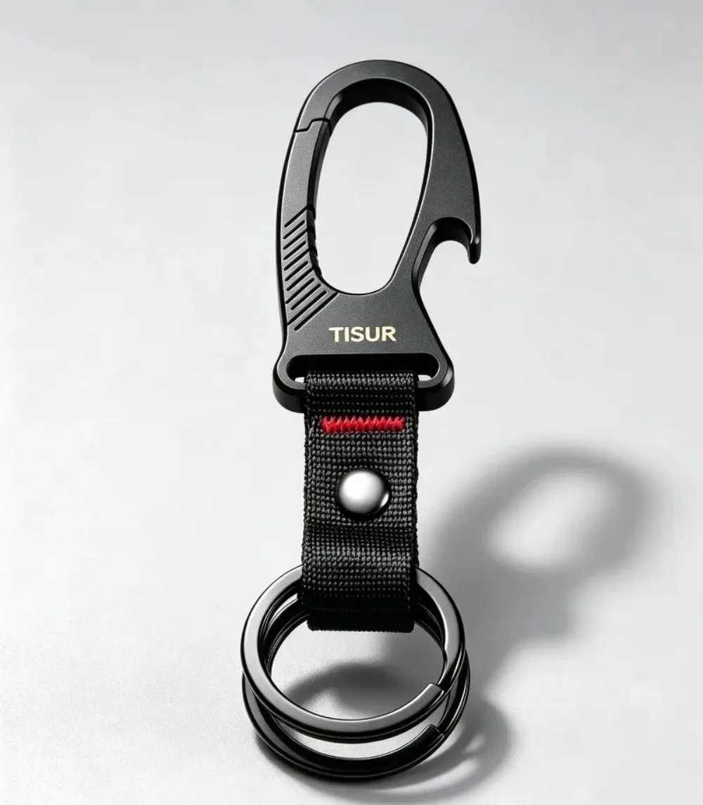 Edc Carry Clip - Mosquetão de Titânio Multiferramenta com Chaveiro,